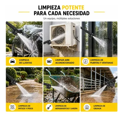 Hidrolavadora Inalámbrica JAGFOR de 2500 PSI con Boquilla 6 en 1 y 2 Baterías de 7500 mAh