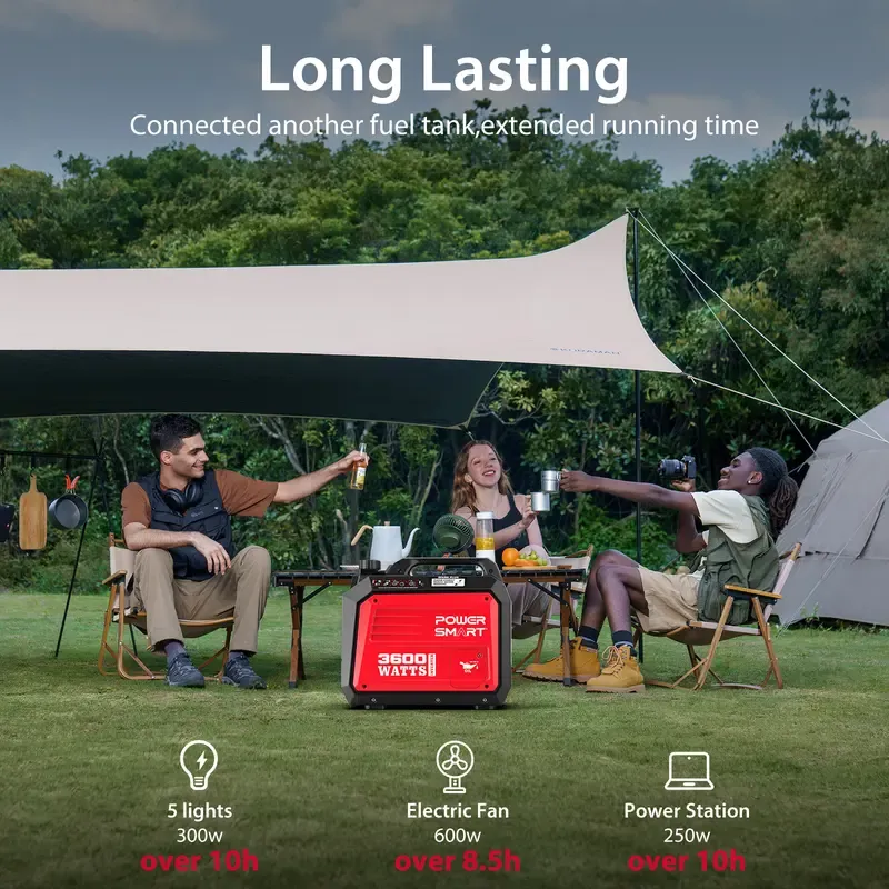 Generador inversor portátil silencioso PowerSmart 3600/4000 vatios, resistente a tormentas, para vehículos recreativos, toma de 30 A, conexión en paralelo, ideal para emergencias y acampadas, normativa EPA