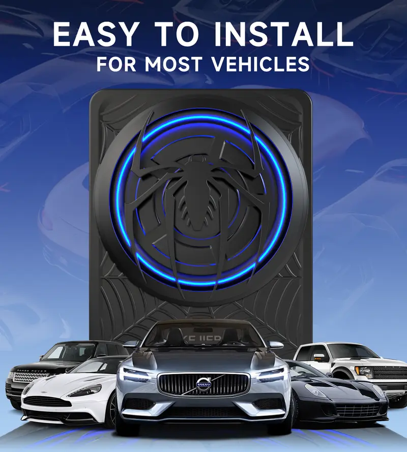 Subwoofer VIKEJIEBIV de 1200 W, paquete de subwoofer y amplificador delgado para debajo del asiento del coche con luz ambiental