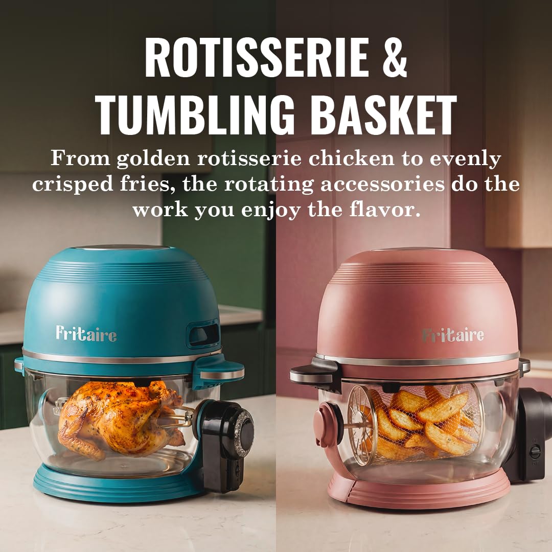 Non Toxic Air Fryer Pro | Freidora de aire de vidrio 9 en 1 | Autolimpiante | 5 cuartos | Asador y vaso | Vórtice de 400 F para cocinar uniformemente, sin teflón, recrisp, asado, hornear, rosa malva