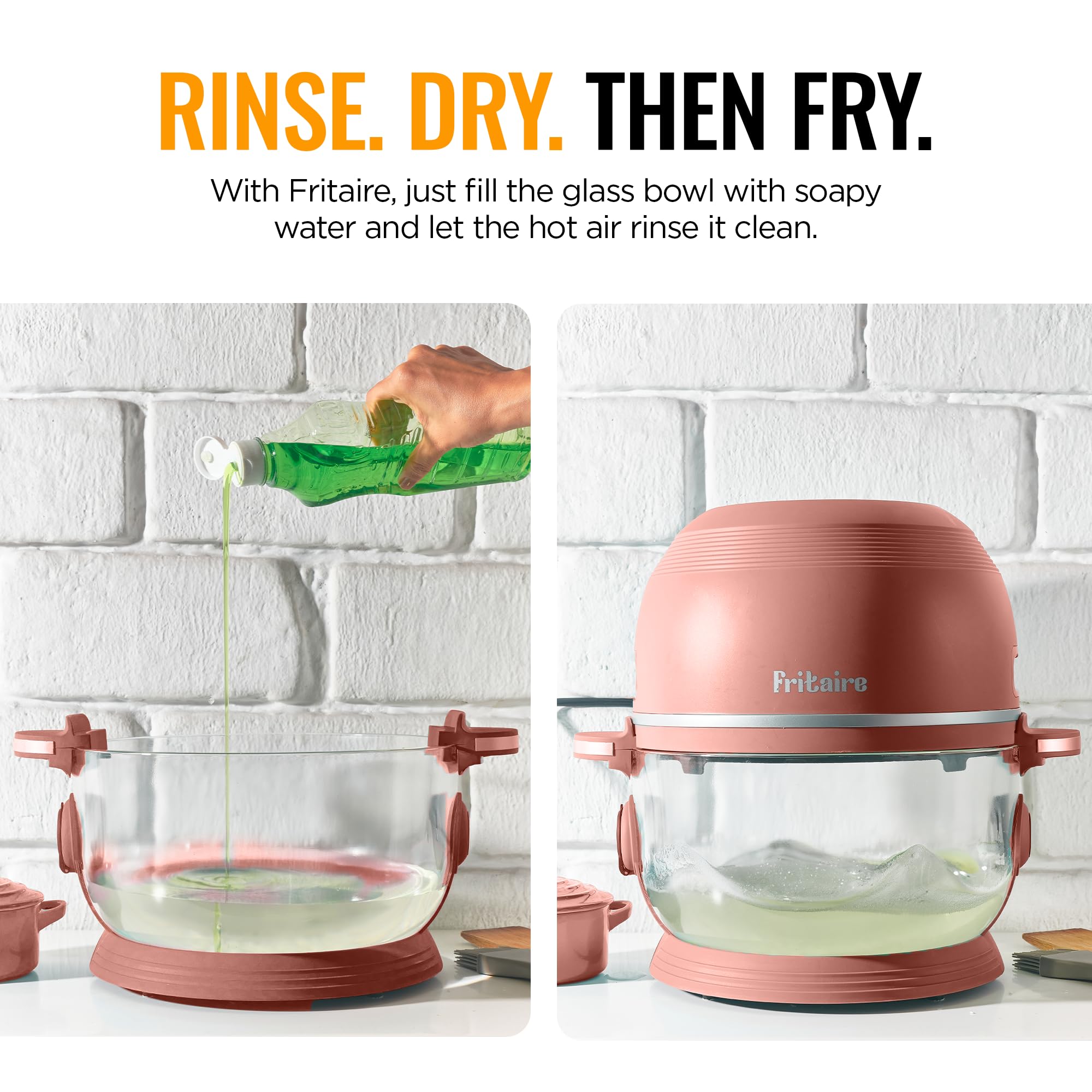Non Toxic Air Fryer Pro | Freidora de aire de vidrio 9 en 1 | Autolimpiante | 5 cuartos | Asador y vaso | Vórtice de 400 F para cocinar uniformemente, sin teflón, recrisp, asado, hornear, rosa malva