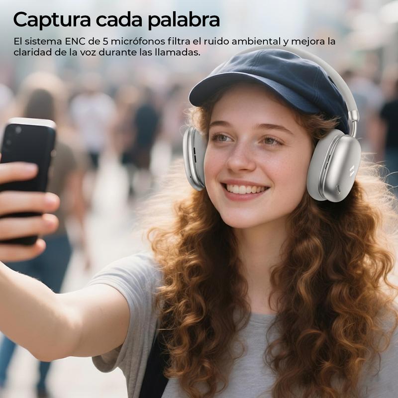 Mejores que los AirPods Max Audífonos HAVIT SPACE S1 Diadema | ANC Híbrido -45dB | Batería 100 Horas | Bluetooth 6.0 | Audio Hi-Res LHDC | Espuma Memoria Cómodos Todo el Día| 5 Micrófonos ENC Llamadas Nítidas | Carga Rápida 5min=5h | Audio Espacial | Cone