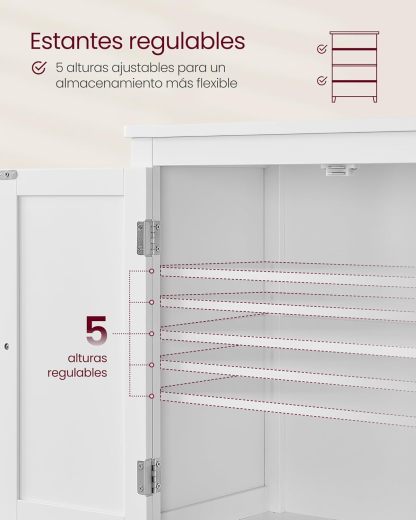 VASAGLE Mueble de Baño, Armario de Baño, Armario de Cocina, con 2 Puertas y 2 Cajones, Estantes Ajustables, 30 x 60 x 110 cm, Gris Paloma MBBC551G02