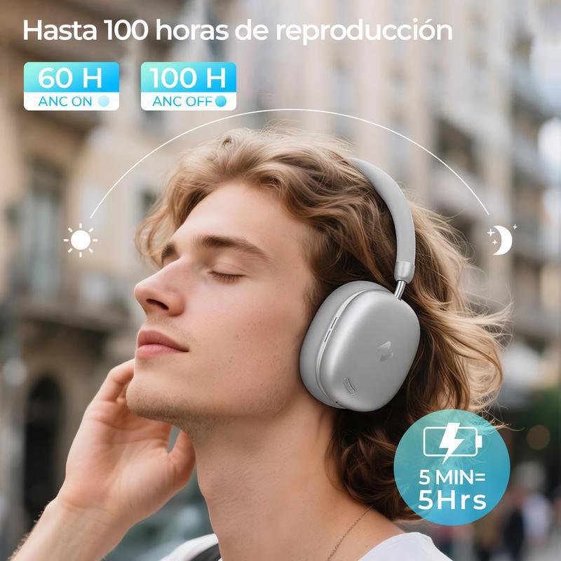 Mejores que los AirPods Max Audífonos HAVIT SPACE S1 Diadema | ANC Híbrido -45dB | Batería 100 Horas | Bluetooth 6.0 | Audio Hi-Res LHDC | Espuma Memoria Cómodos Todo el Día| 5 Micrófonos ENC Llamadas Nítidas | Carga Rápida 5min=5h | Audio Espacial | Cone