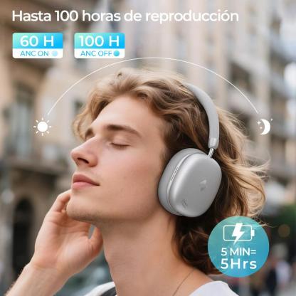 Mejores que los AirPods Max Audífonos HAVIT SPACE S1 Diadema | ANC Híbrido -45dB | Batería 100 Horas | Bluetooth 6.0 | Audio Hi-Res LHDC | Espuma Memoria Cómodos Todo el Día| 5 Micrófonos ENC Llamadas Nítidas | Carga Rápida 5min=5h | Audio Espacial | Cone