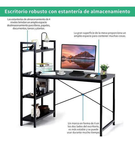 Heaimo Escritorios Minimalistas Para Computadora 100 Cm ×40 Cm × 100 Cm , Estructura Resistente De Metal, Con Repisas, Mesa Minimalista