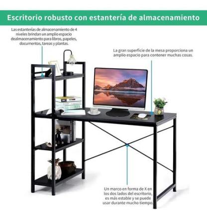 Heaimo Escritorios Minimalistas Para Computadora 100 Cm ×40 Cm × 100 Cm , Estructura Resistente De Metal, Con Repisas, Mesa Minimalista