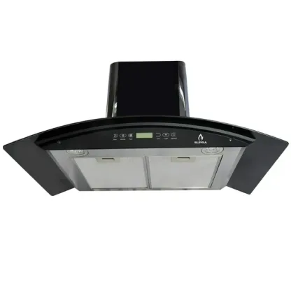 Combo parrilla empotrable y Campana SUPRA BELLAGIO de cristal templado color negro gas LP y gas natural 5 quemadores