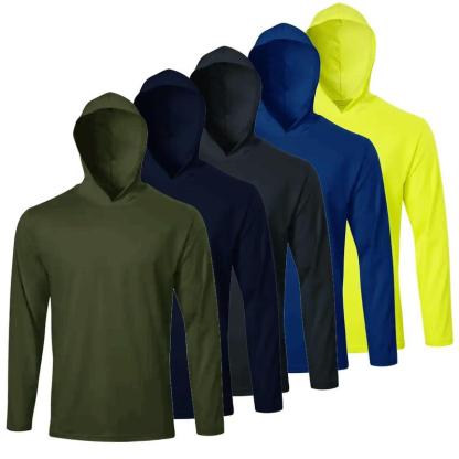 Paquete de 5 piezas | Camisa con capucha protectora solar para hombre, manga larga UPF 50+, ropa deportiva y de trabajo, ideal para pesca, senderismo y actividades al aire libre