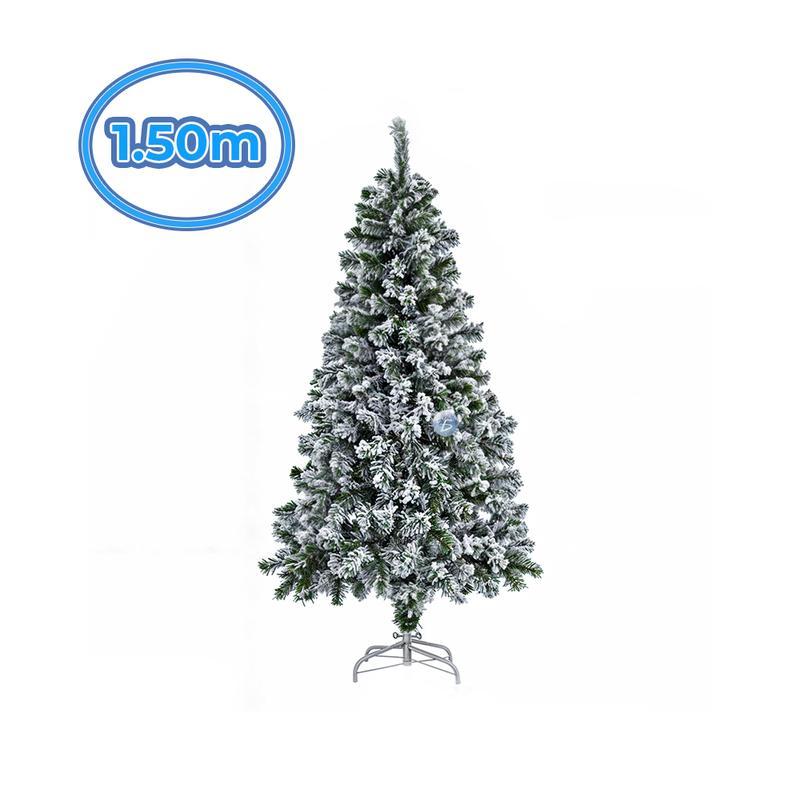 Árbol de Navidad Artificial Verde Nevado con Base Metálica 1.50m, 1.80m y 2.10m