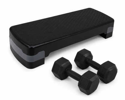 Lincky Step Banco Aerobics Fitness Crosfit Ajustable 9.5-15 cm Resistencia 300 kg Gomas Antiderrapantes Gris para Gimnasio y Hogar