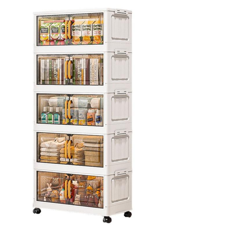 Gabinete de exhibición plegable de doble puerta en oferta, gabinete de almacenamiento de ropa para el hogar, organizador de caja, armario de almacenamiento de juguetes y snacks