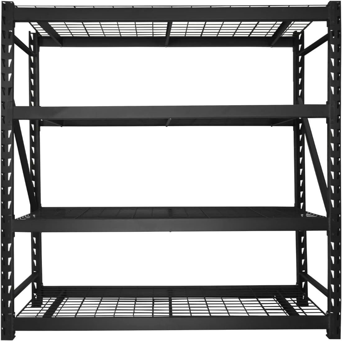 Rack & Pack Estante de Acero 4 Niveles 183 X 61 cm Organizador de Uso Rudo Soporta 2 Toneladas Anaqueles para Negocio Ajustable con 4 Repisas Estanteria Metalica Industrial Almacenamiento Color Negro