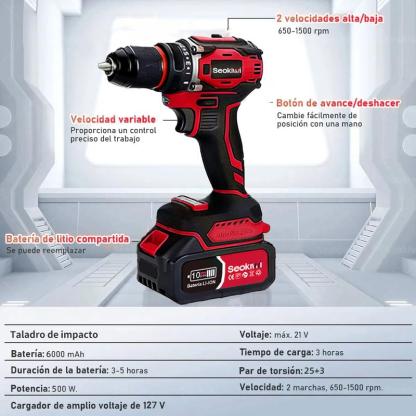 Kit de herramientas eléctricas- Taladro atornillador y llave de impacto , hogar y reparaciones, incluye estuche,almacen local