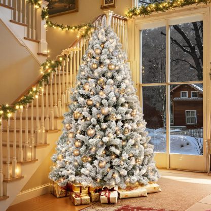 DAHAN Árbol de Navidad Nevado con 250 Luces LED Integradas, 1.8M, PVC y PE, 1072 Puntas, Control por App, Multicolor y Blanco Cálido, Base de Metal