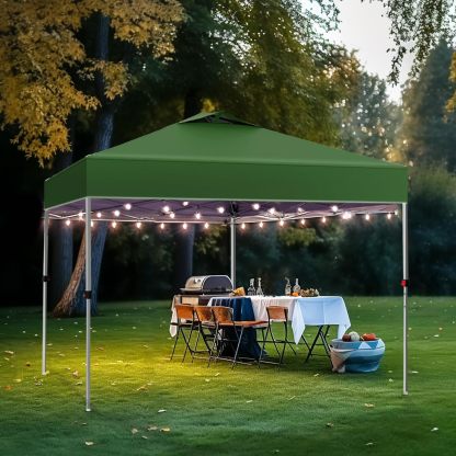PHI VILLA - Toldo parasol con bloqueo UV de 4 x 4 m con kits de herramientas, pantalla de cenador para patio al aire libre, eventos de jardín, marrón-Clavijas de tierra para tienda de campaña al aire libre, clavijas para campamento con dosel