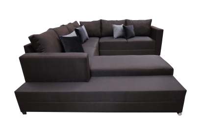 Sala esquinera en U El Bazar Store modelo Corbel gris oxford 4 salas en 1