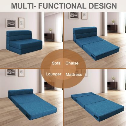 Nigoone - Sofá plegable tamaño Queen de espuma viscoelástica con 2 almohadas, sillón perezoso, triple futón, camas convertibles, funda lavable, gris oscuro