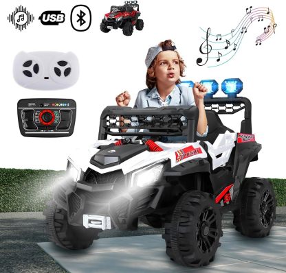 Raganet, Buggy Electrico Montable para Niños Color Rojo, Carrito de Control Remoto y Manejo Directo, con Luces, Estereo y Pedales Funcionales, Medidas: Alto 76cm X Ancho 68cm X Largo 109cm