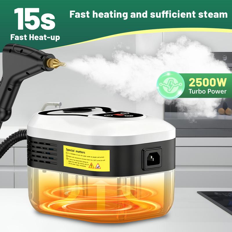 Limpiador de vapor portátil de mano con 10 accesorios, niveles ajustables, calentamiento rápido, ideal para cocina, baño, azulejos y limpieza de autos.