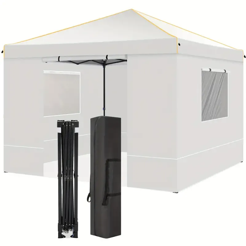 Gazebo con toldo emergente de tela Oxford impermeable portátil de 10x10 con ventanas de malla - Fácil de instalar, 4 estacas y cuerda - Adecuado para 8 personas, normalmente impermeable, soportes de aleación, cierre de cremallera