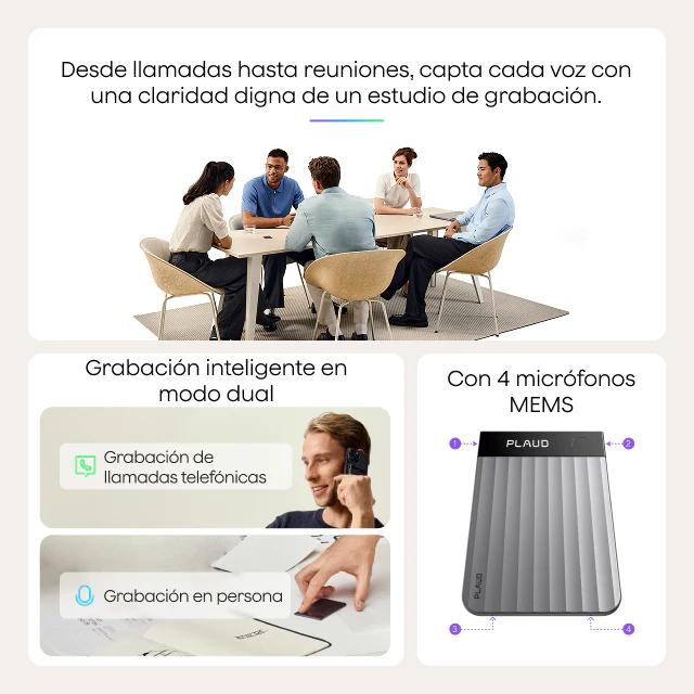 Plaud Note Pro grabadora de voz profesional con IA para reuniones de negocios, llamadas & entrevistas, 4 micrófonos MEMS, pantalla de visualización instantánea, autonomía de 50 horas, transcripción & resumen con IA, gadget de oficina premium & regalo de n