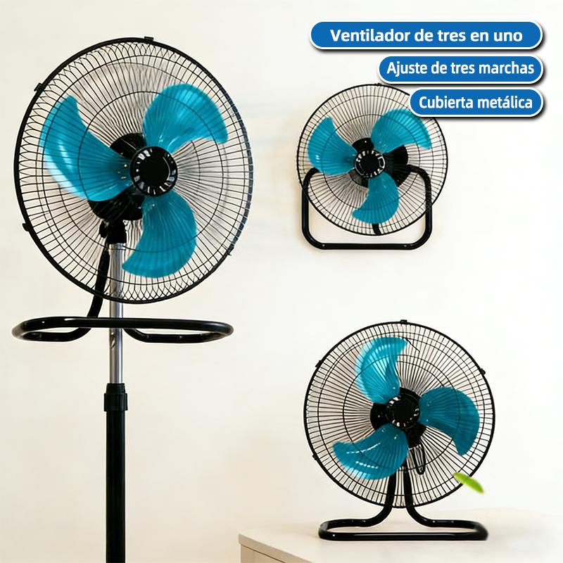 Ventilador de Pie 3 en 1 18\" con Oscilación 180°, 3 Velocidades, Motor Silencioso, Rejilla de Protección, Base Ajustable y Estable para Interior, Ahorrador de Energía, Control Mecánico, Ideal para Casa, Dormitorio y Oficina