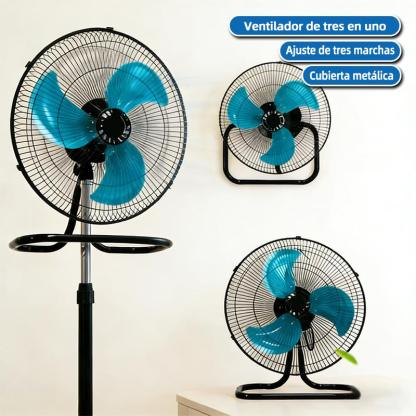 Ventilador de Pie 3 en 1 18\" con Oscilación 180°, 3 Velocidades, Motor Silencioso, Rejilla de Protección, Base Ajustable y Estable para Interior, Ahorrador de Energía, Control Mecánico, Ideal para Casa, Dormitorio y Oficina