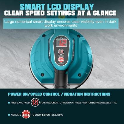 KP-160B Tile Vibration Tool, Cordless Tile Vibration Leveling Machine with 2×2000mAh Batteries, 160mm Large Suction Strong Grip.