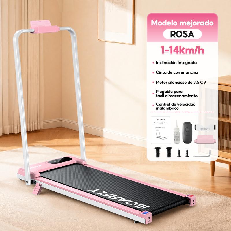 Caminadora Eléctrica con Pasamanos para Casa y Oficina, Cinta de Correr Plegable con Motor 3.5 HP y Control Remoto