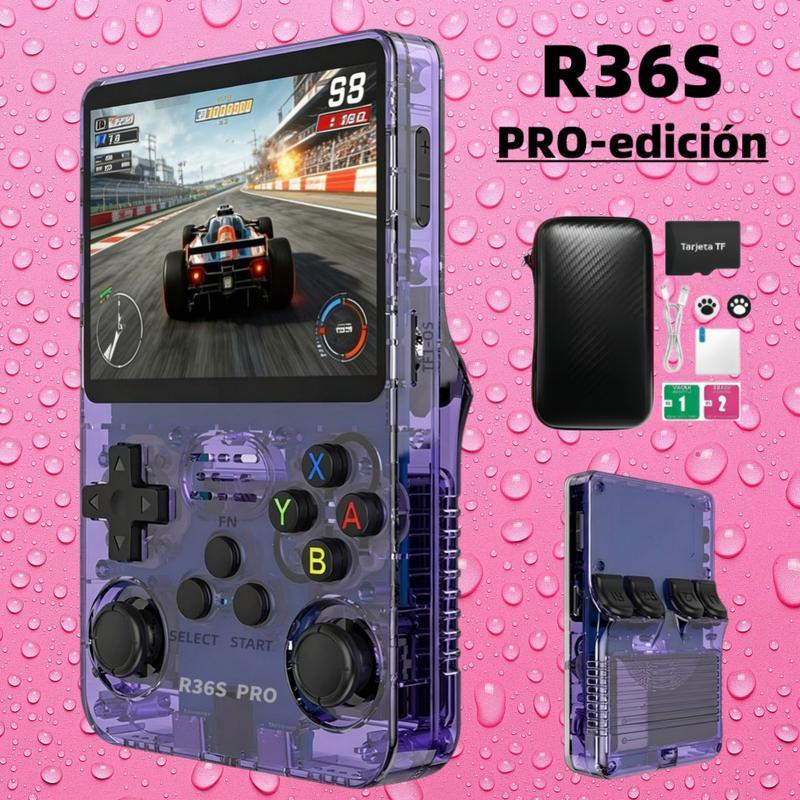 Versión R36S PRO / Estándar R36S, consola de videojuegos retro portátil, dos modelos disponibles. Sistema Linux, 23+ emuladores de alta gama, pantalla 4K de 3.5 pulgadas, almacenamiento 64G/128G opcional, con más de 20.000 / 40.000 juegos integrados.