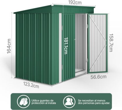 BRO A SIS Caseta de jardín metálica, 2 Puertas con Cerradura, ventilada, para Guardar Herramientas y Suministros. (Verde)