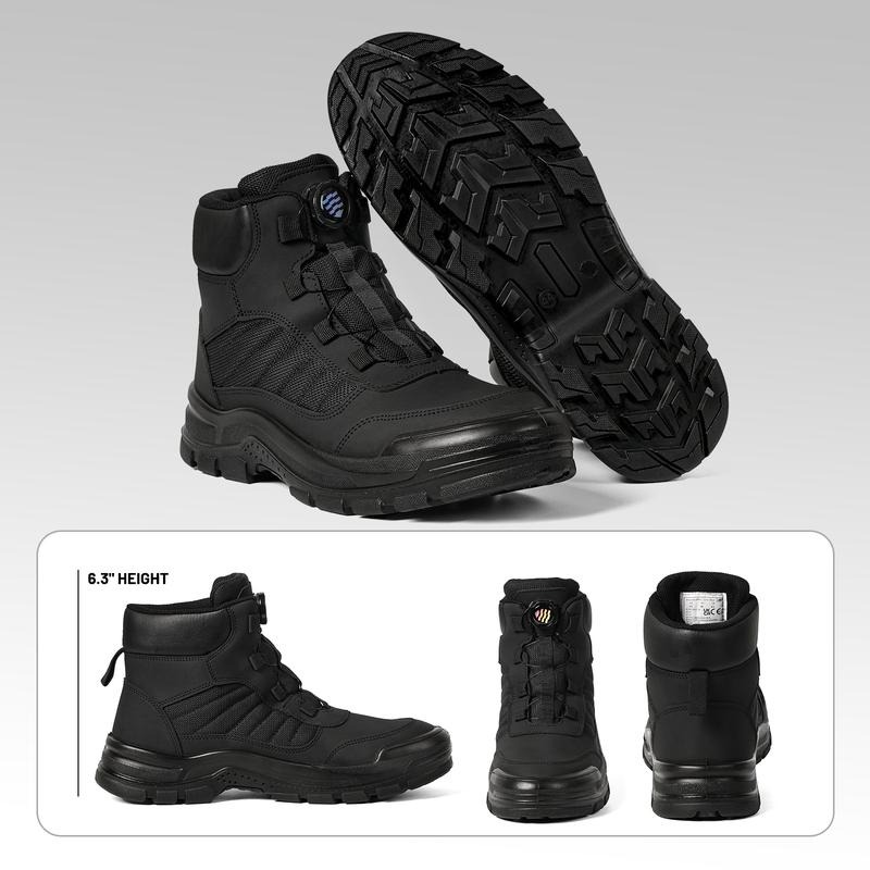 Furuian Steel Toe Boots for Men Women- Work shoes Work boots Stylish & Comfortable Safety Boots with Rotating Buckle Anti-Puncture Slip-Resistant Design Industrial Construction Puncture Proof Indestructible High Top Tactical Work Boots Summer Vibes