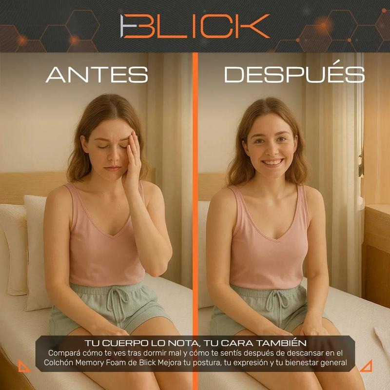 Colchón Memory Foam Blick Firme, Soporta 180 kg, Color Blanco