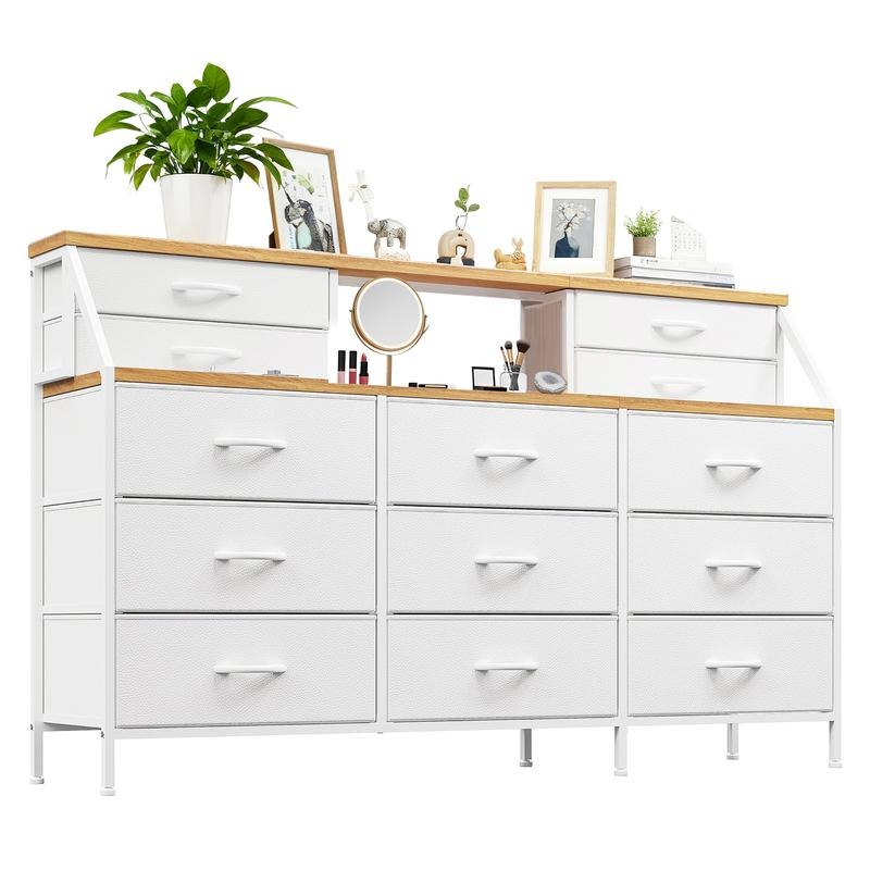 Zocalo Cómoda de Dormitorio con 13 cajones, cómoda Grande con Espacio de Almacenamiento, Estructura de Metal, para Dormitorio