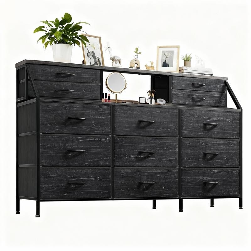 Zocalo Cómoda de Dormitorio con 13 cajones, cómoda Grande con Espacio de Almacenamiento, Estructura de Metal, para Dormitorio