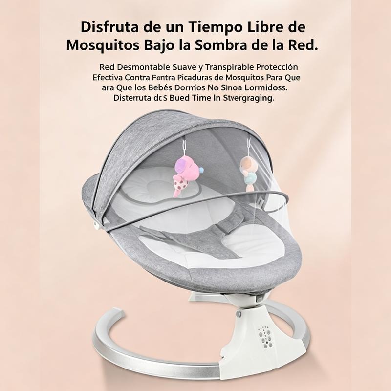 FLYBB Cuna mecedora eléctrica para bebé ajustable con mosquitero, ideal de 6 meses a 3 años