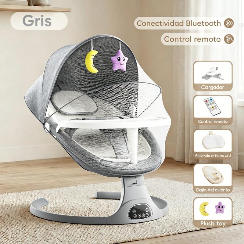 FLYBB Cuna mecedora eléctrica para bebé ajustable con mosquitero, ideal de 6 meses a 3 años