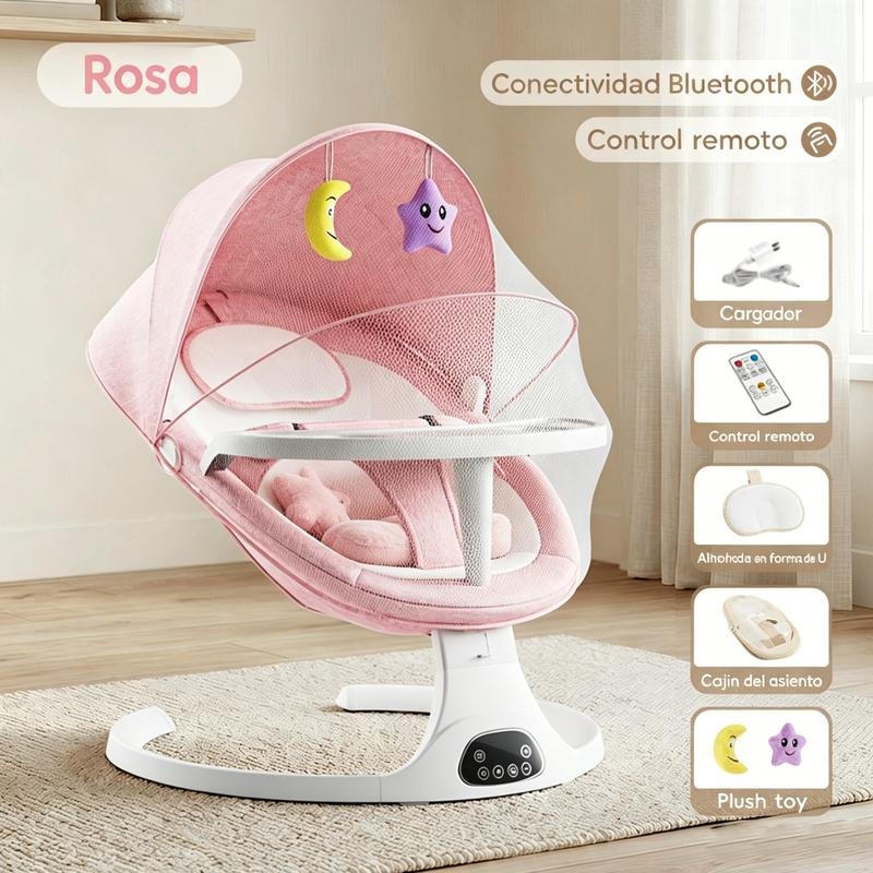 FLYBB Cuna mecedora eléctrica para bebé ajustable con mosquitero, ideal de 6 meses a 3 años