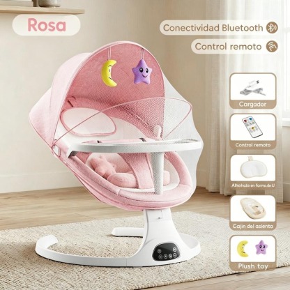 FLYBB Cuna mecedora eléctrica para bebé ajustable con mosquitero, ideal de 6 meses a 3 años