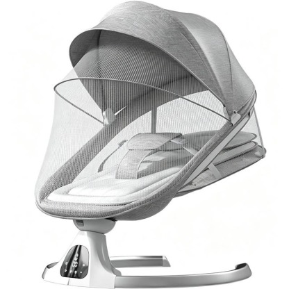 FLYBB Cuna mecedora eléctrica para bebé ajustable con mosquitero, ideal de 6 meses a 3 años