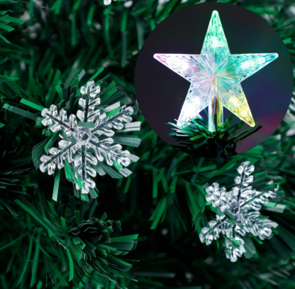 Juegoal Árbol de Navidad Artificial Verde Preiluminado de 3 pies, Mini Árboles de Navidad de Mesa de Fibra Óptica Iluminada con Luces que Cambian de Color, Copos de Nieve y Estrella Superior, Árbol