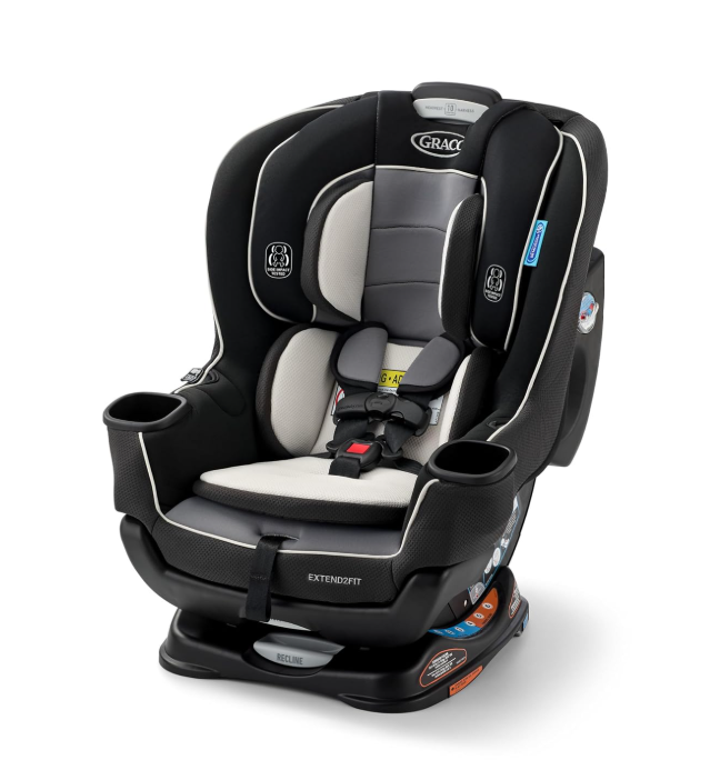 Asiento de coche convertible Graco Extend2Fit 3 en 1 para bebé, orientación hacia atrás y hacia adelante, panel de extensión ajustable para espacio extra para las piernas, Ashten