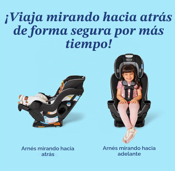 Asiento de coche convertible Graco Extend2Fit 3 en 1 para bebé, orientación hacia atrás y hacia adelante, panel de extensión ajustable para espacio extra para las piernas, Ashten