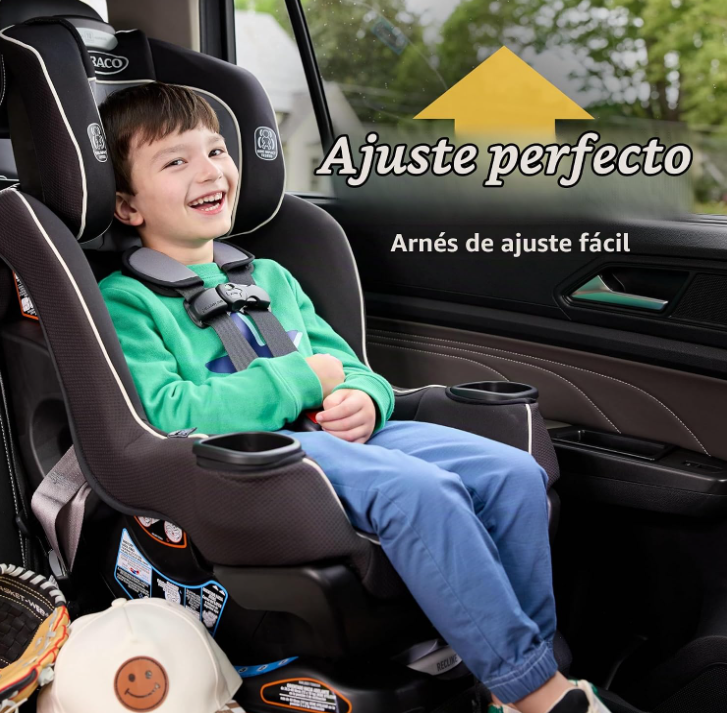 Asiento de coche convertible Graco Extend2Fit 3 en 1 para bebé, orientación hacia atrás y hacia adelante, panel de extensión ajustable para espacio extra para las piernas, Ashten
