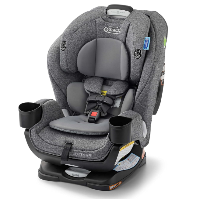 Asiento de coche convertible Graco Extend2Fit 3 en 1 para bebé, orientación hacia atrás y hacia adelante, panel de extensión ajustable para espacio extra para las piernas, Ashten
