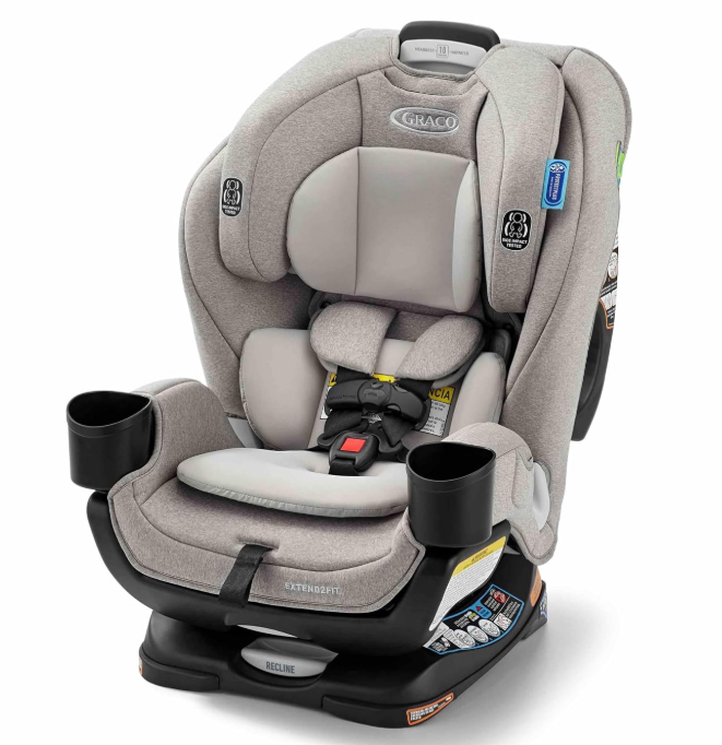 Asiento de coche convertible Graco Extend2Fit 3 en 1 para bebé, orientación hacia atrás y hacia adelante, panel de extensión ajustable para espacio extra para las piernas, Ashten