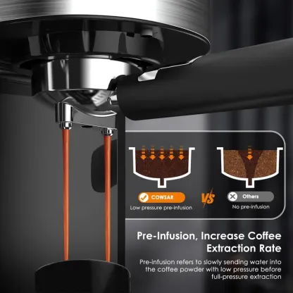 Máquina de espresso de 20 bares, cafetera semiautomática con varilla de vapor para espumar leche, compatible con cápsulas Nespresso, depósito de agua extraíble de 45 oz (1,3 l), ideal para capuchinos y lattes en casa, 1350 W.