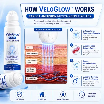 VeloGlow™ 0.05mm Target-Infusion Micro-Needle Roller — Restores Tissue Health, Enhances Rigidity & Stamina, Relieves Muscle & Joint Discomfort