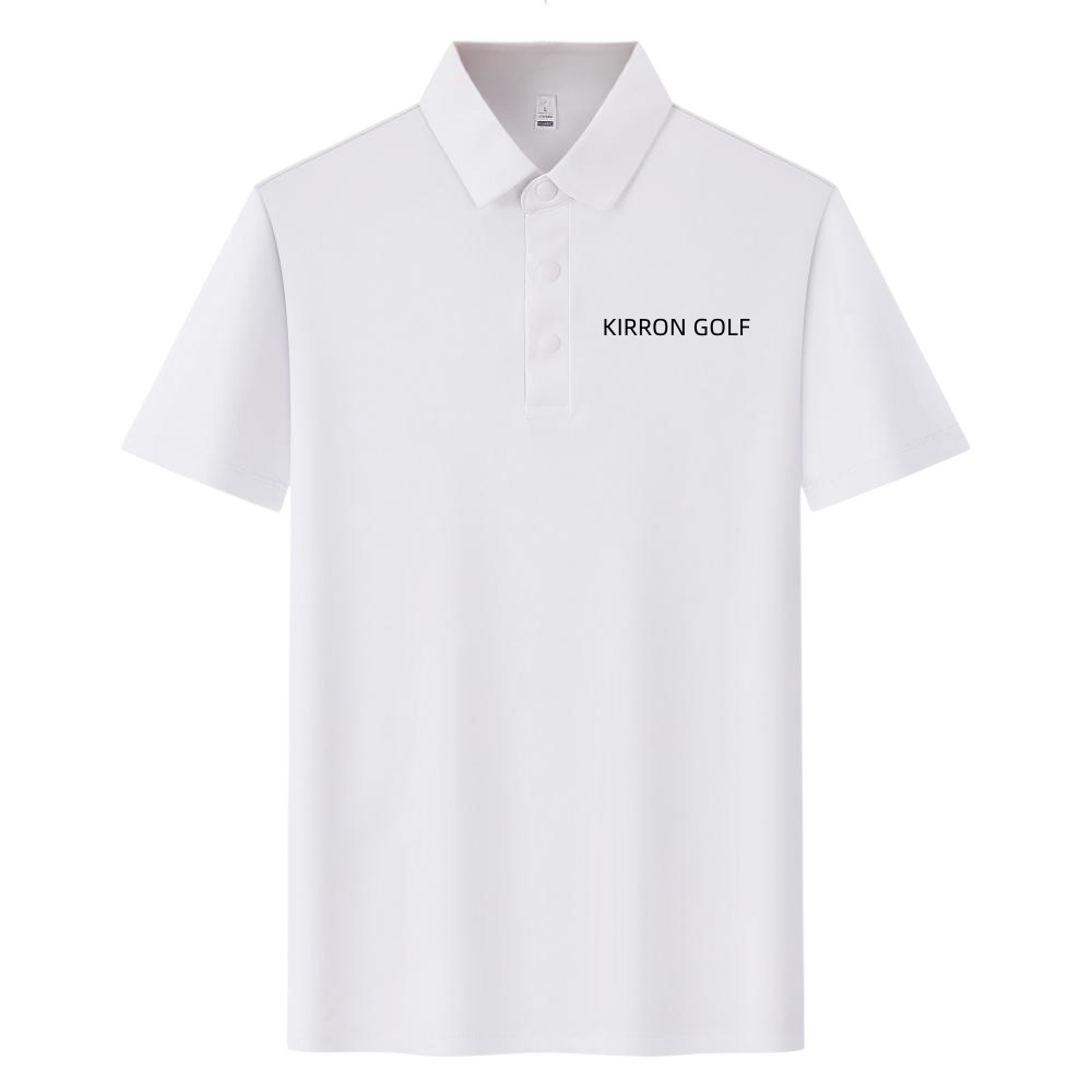 KIRRON MANS GOLF PRO white Short Sleeve Collared Polo Shirt 